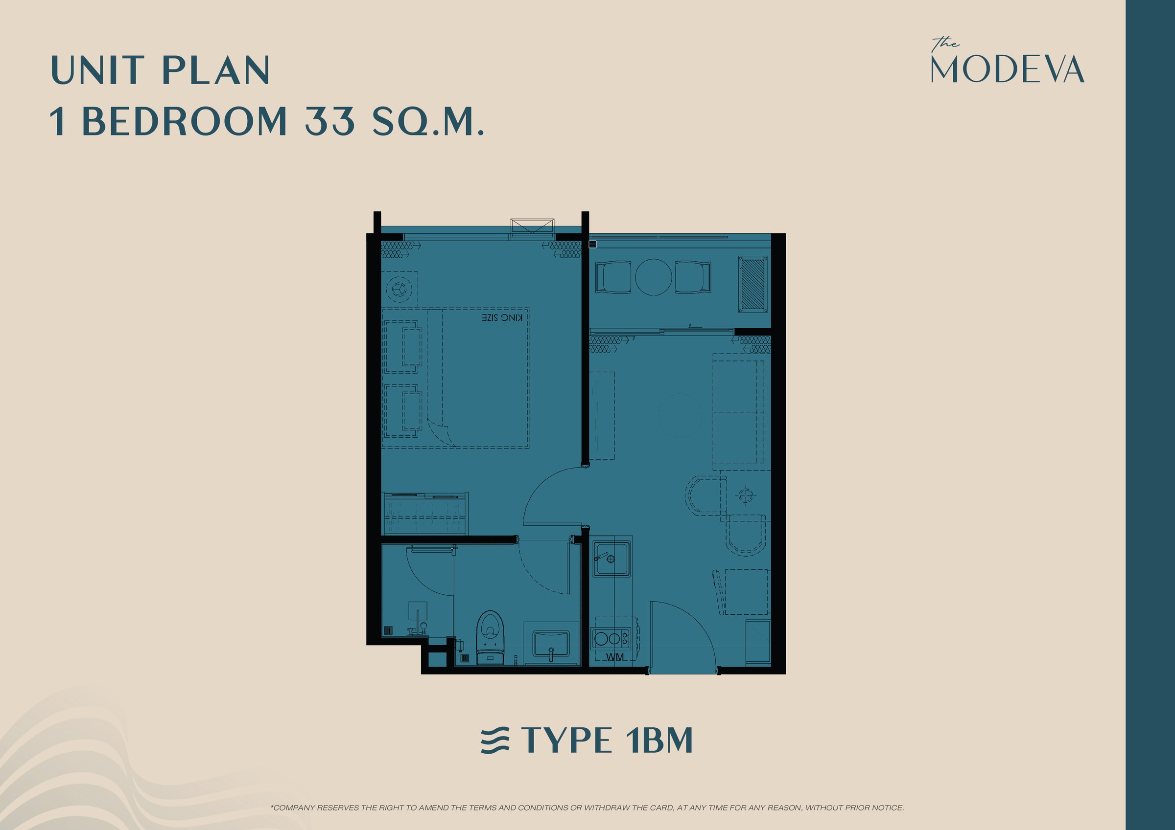 The Modeva — планировка 1 Bedroom M