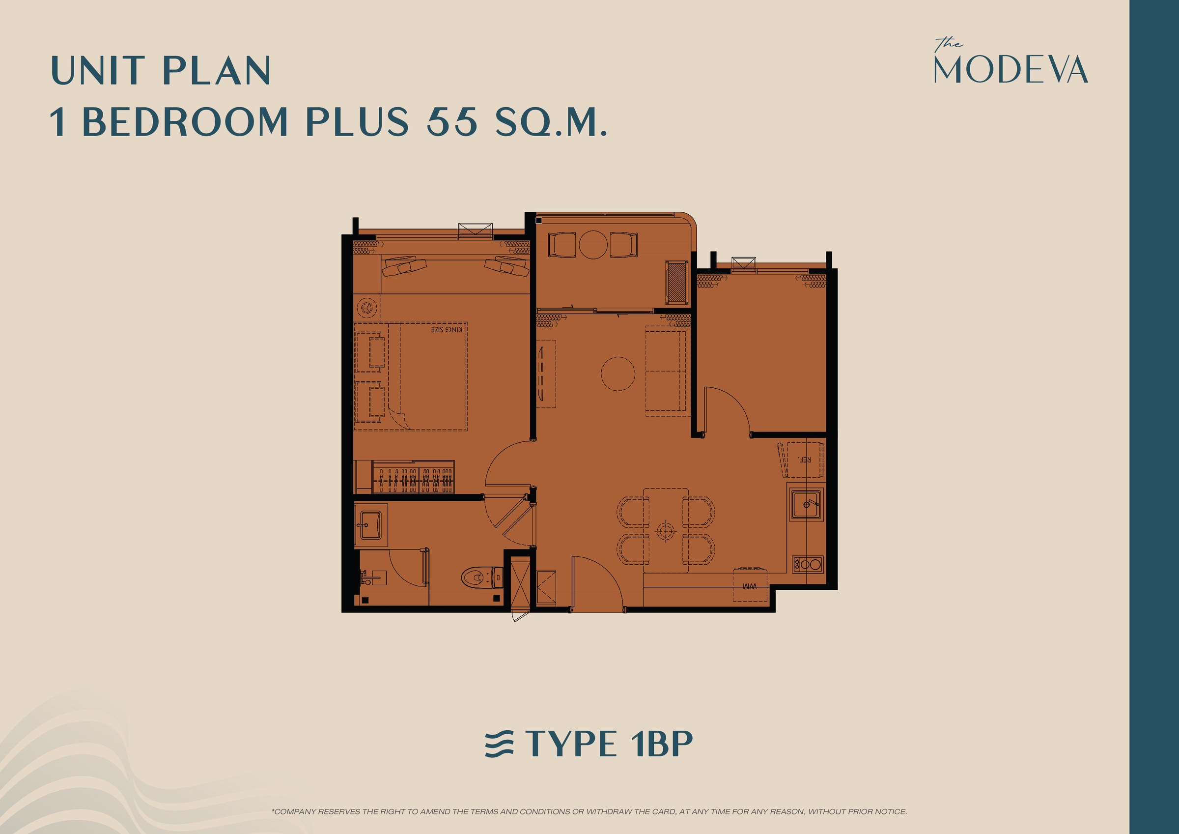 The Modeva — планировка 1 Bedroom Plus